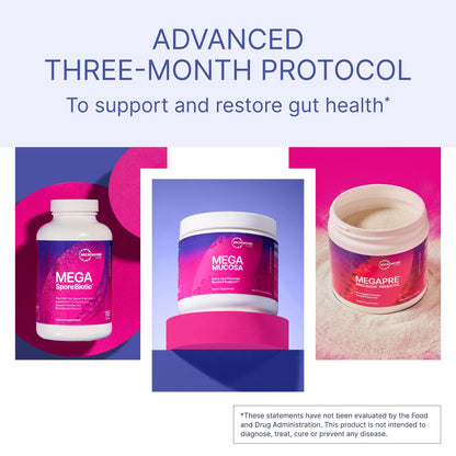 Microbiome Labs Total Gut Restoration Kit (Powder) - 3-Product Gut Health Spore Based Probiotic, Prebiotic Powder & Mucosal Immunoglobulin + Amino Acids Supplement