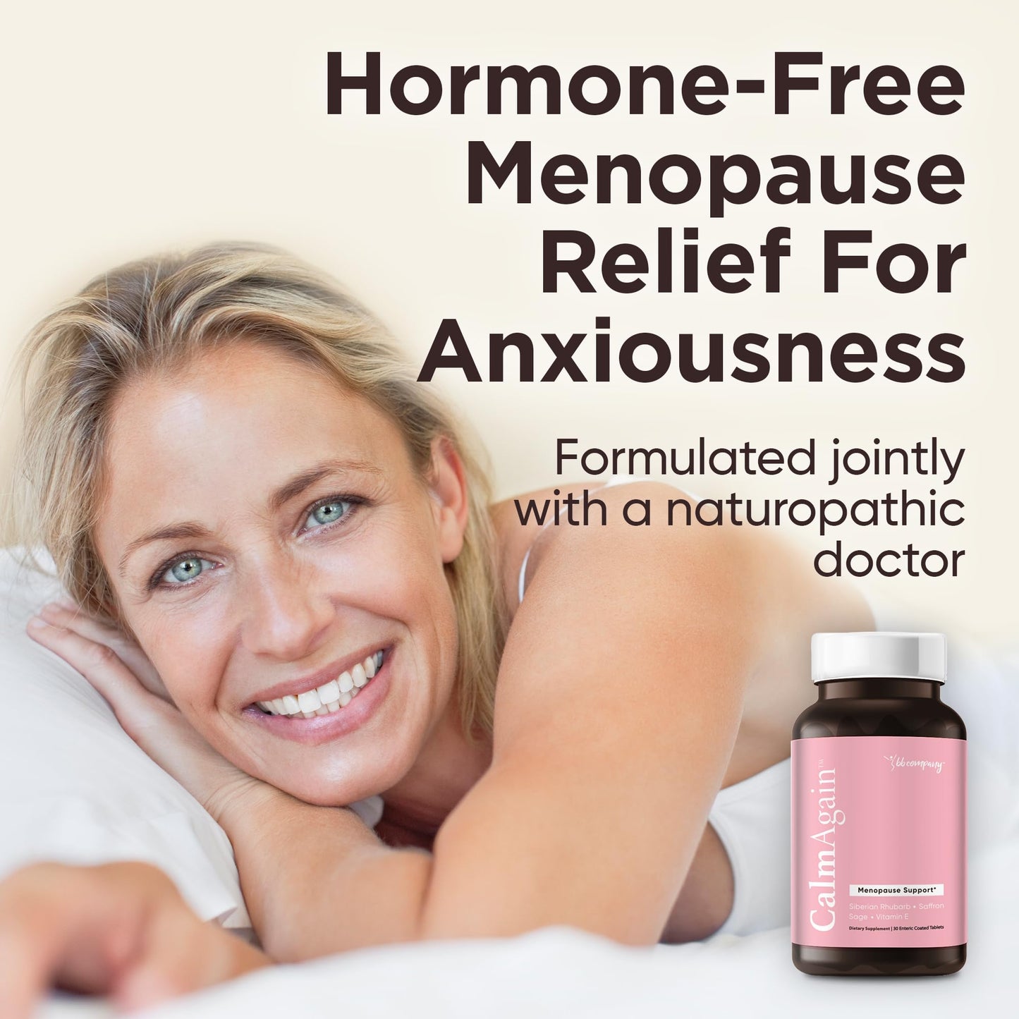 BB Company CalmAgain for Menopause Anxiousness, Mood Balance for Women | Stay Calm, Lower Cortisol, Fewer Mood Swings | Siberian Rhubarb