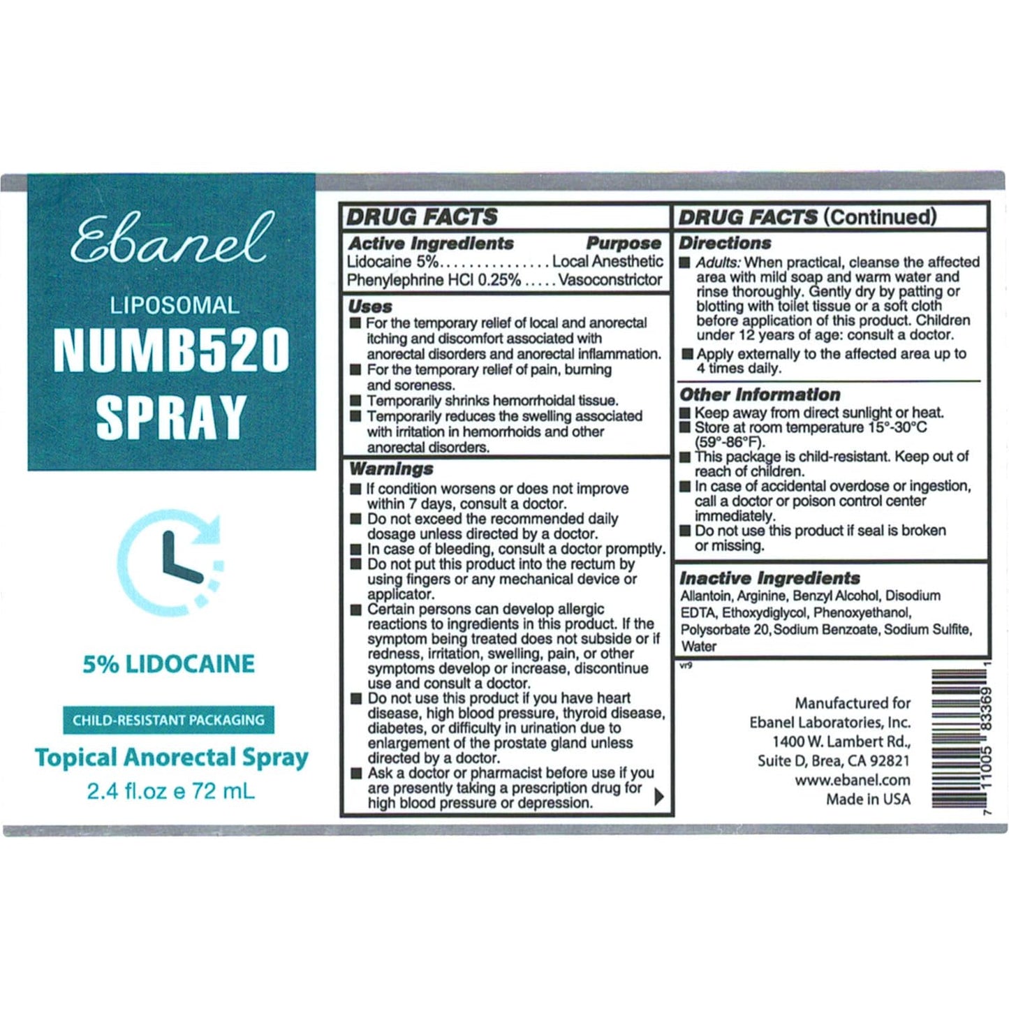 Ebanel Bundle of Lidocaine Numbing Spray, and Hemorrhoid Master
