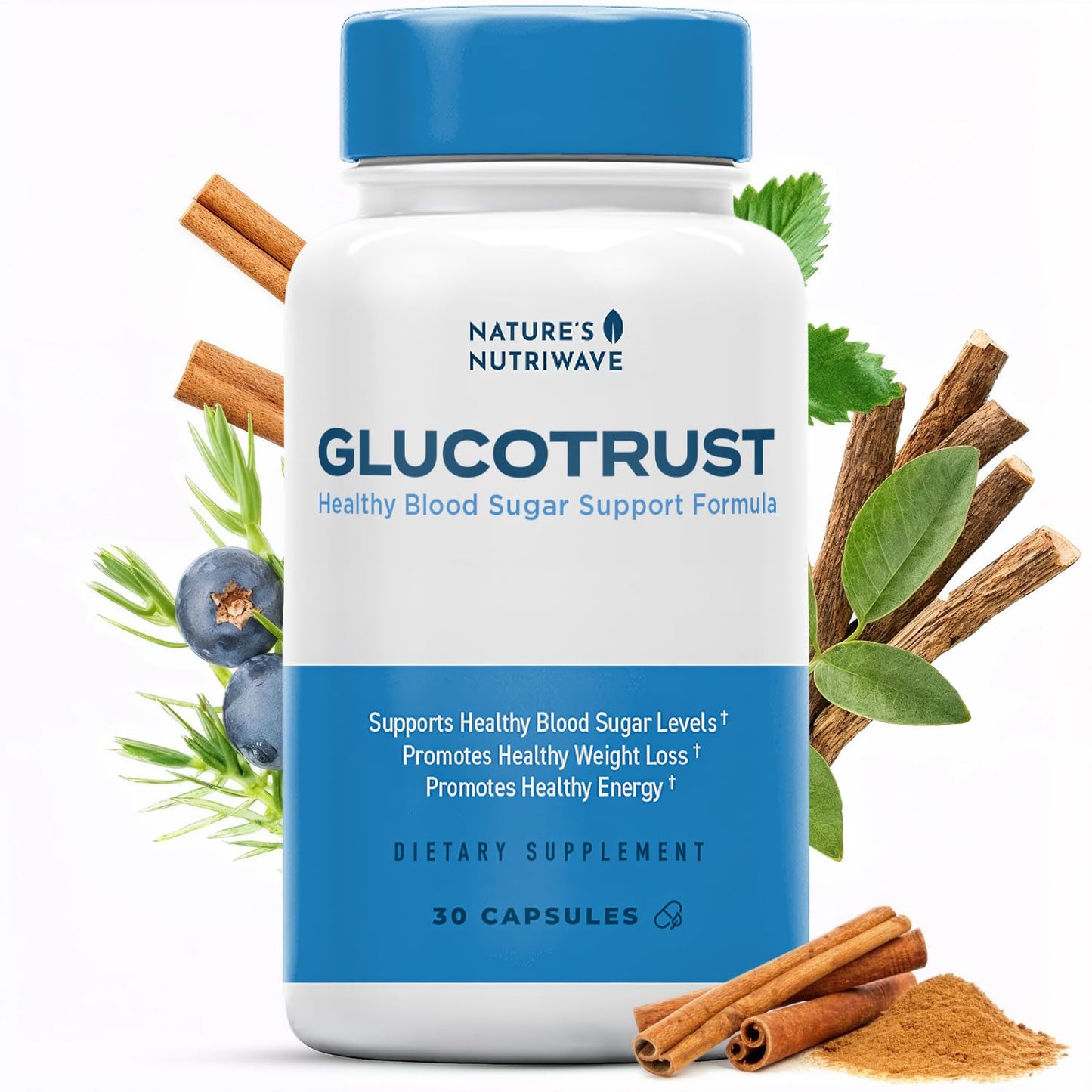 Nature’s NutriWave Glucotrust Capsules Supplement, Original Formula, 100% Natural Herbal Blend, Gymnema sylvestre, Chromium,