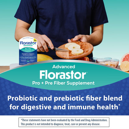 Florastor Advanced Pro+Pre Daily Probiotic and Prebiotic Supplement for Women and Men, Boosts Good Bacteria, Saccharomyces Boulardii