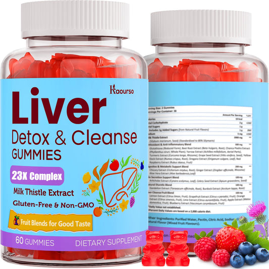 3000mg Liver Detox Repair & Cleanse Gummies | Milk Thistle 2000mg with Turmeric Dandelion Root & Artichoke for Liver Detox, Liver Support & Renew, Antioxidant,