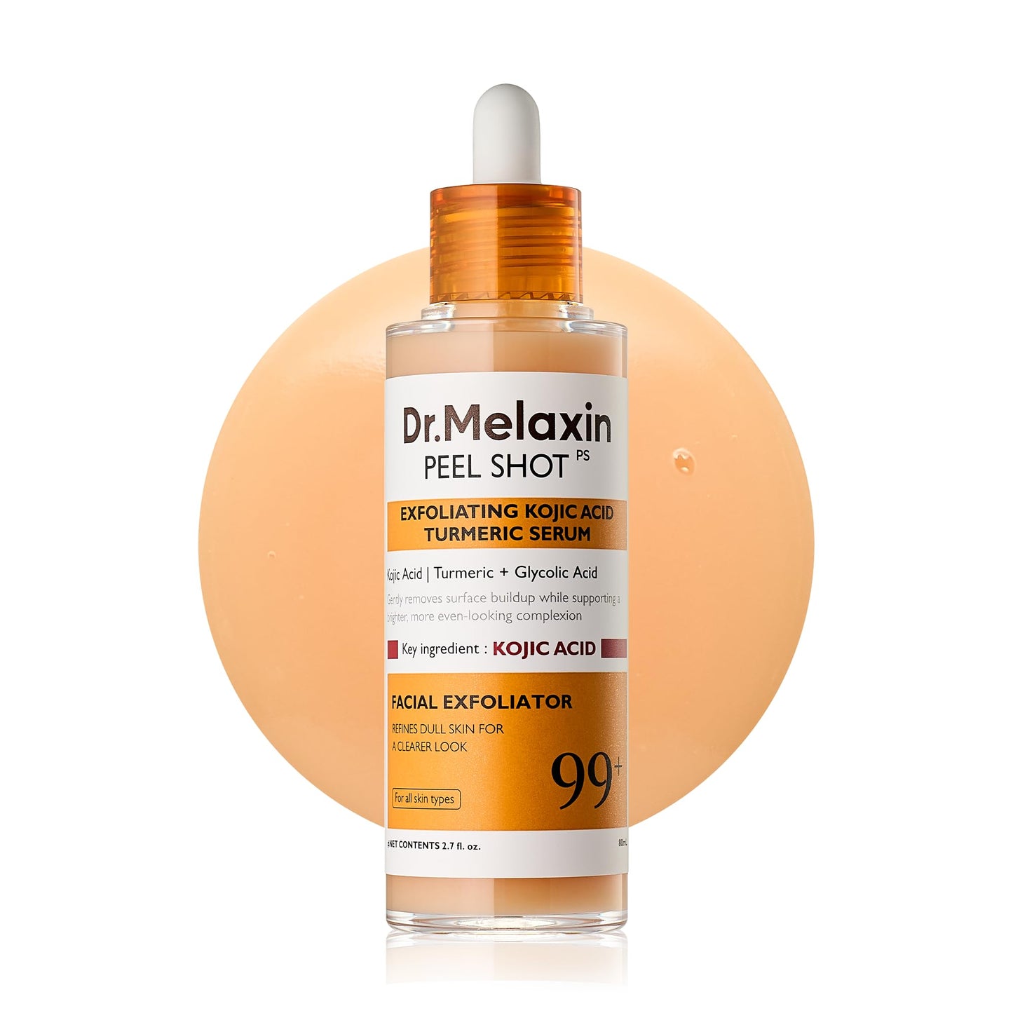 Dr. Melaxin Peel Shot Kojic Acid Turmeric Serum – Exfoliating Dark Spot Corrector with AHA/BHA & Niacinamide, Brightening & Even Tone