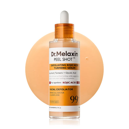 Dr. Melaxin Peel Shot Kojic Acid Turmeric Serum – Exfoliating Dark Spot Corrector with AHA/BHA & Niacinamide, Brightening & Even Tone