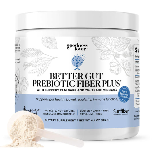 Goodness Lover Better Gut Prebiotic Fiber Plus, Digestive Health Supplement for Gut Health Support, Bloat Relief & Regularity Support, 30 Servings