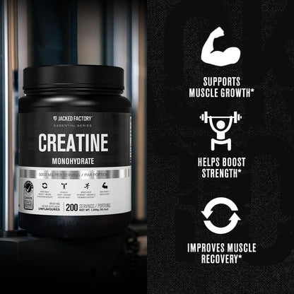 Jacked Factory Creatine Monohydrate Powder 1000g - 5g Daily Creatine Supplement for Men and Women, Vegan-Friendly,