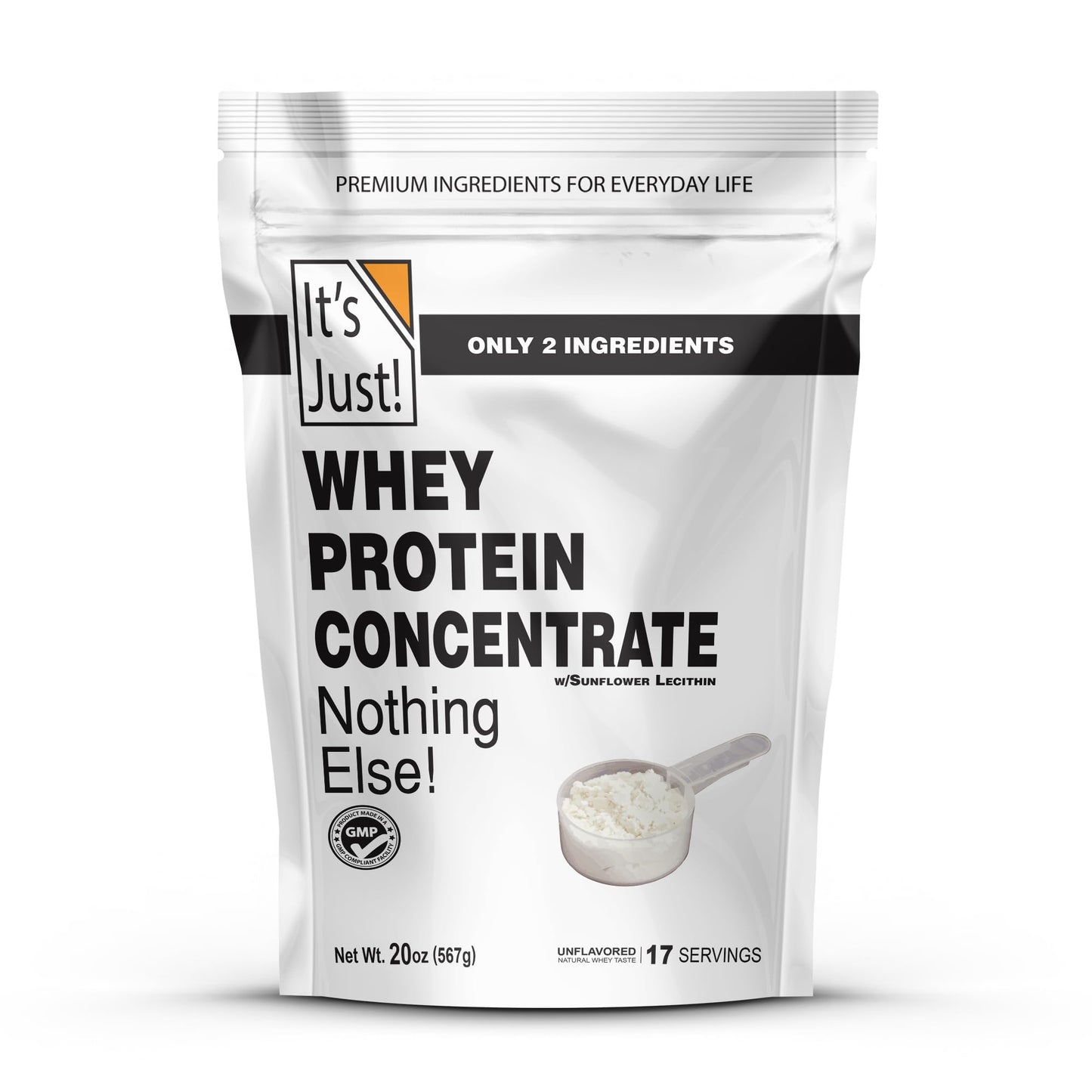 It's Just! - 100% Whey Protein Concentrate, GLP Friendly, Made in USA, No RBST/rBGH Hormones, Premium WPC-80, No Added Flavors or Artificial Sweeteners (1.25 Pound, Unflavored)