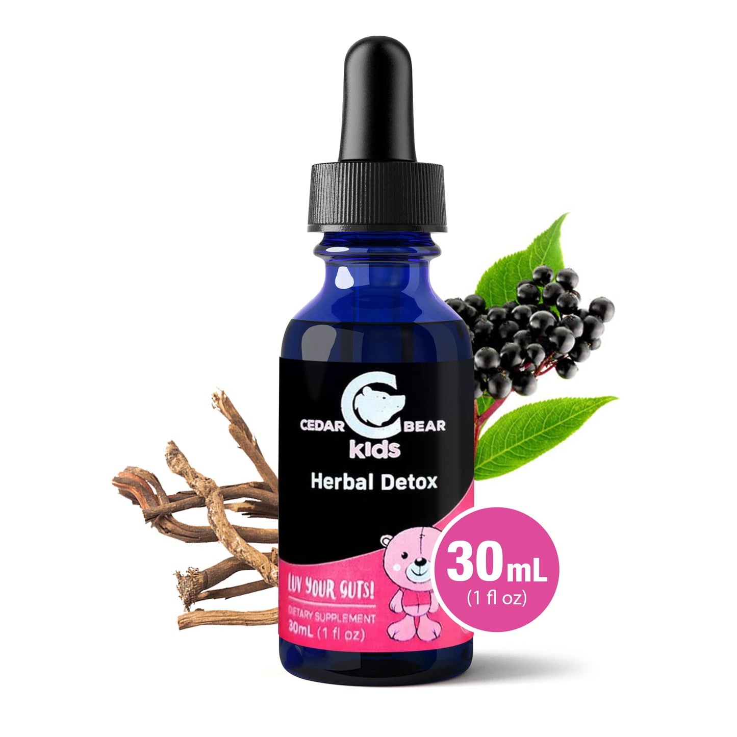 Cedar Bear Herbal Detox for Kids is a Liquid Herbal Supplement That Helps The Immune System & Protects Organs That are Often affected 1 fl oz / 30 ml
