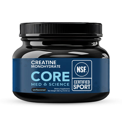 Core Med Science Creatine Monohydrate Powder 90 Servings - NSF Certified for Sport, 5g Pure Micronized Creatine, Unflavored Supplement for Strength, Recovery
