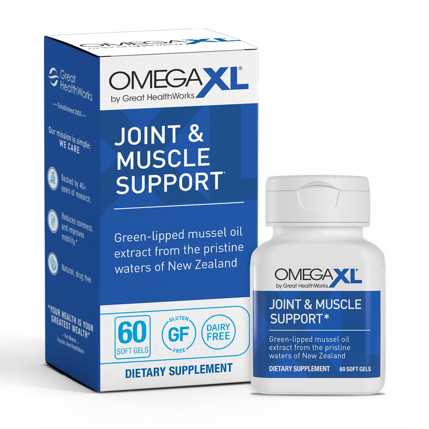 OmegaXL Joint Support Supplement, for Relief - Natural Muscle Support, Green Lipped Mussel Oil, Soft Gel Pills, Drug-Free, 60 Count OmegaXLBuy Supplements Australia