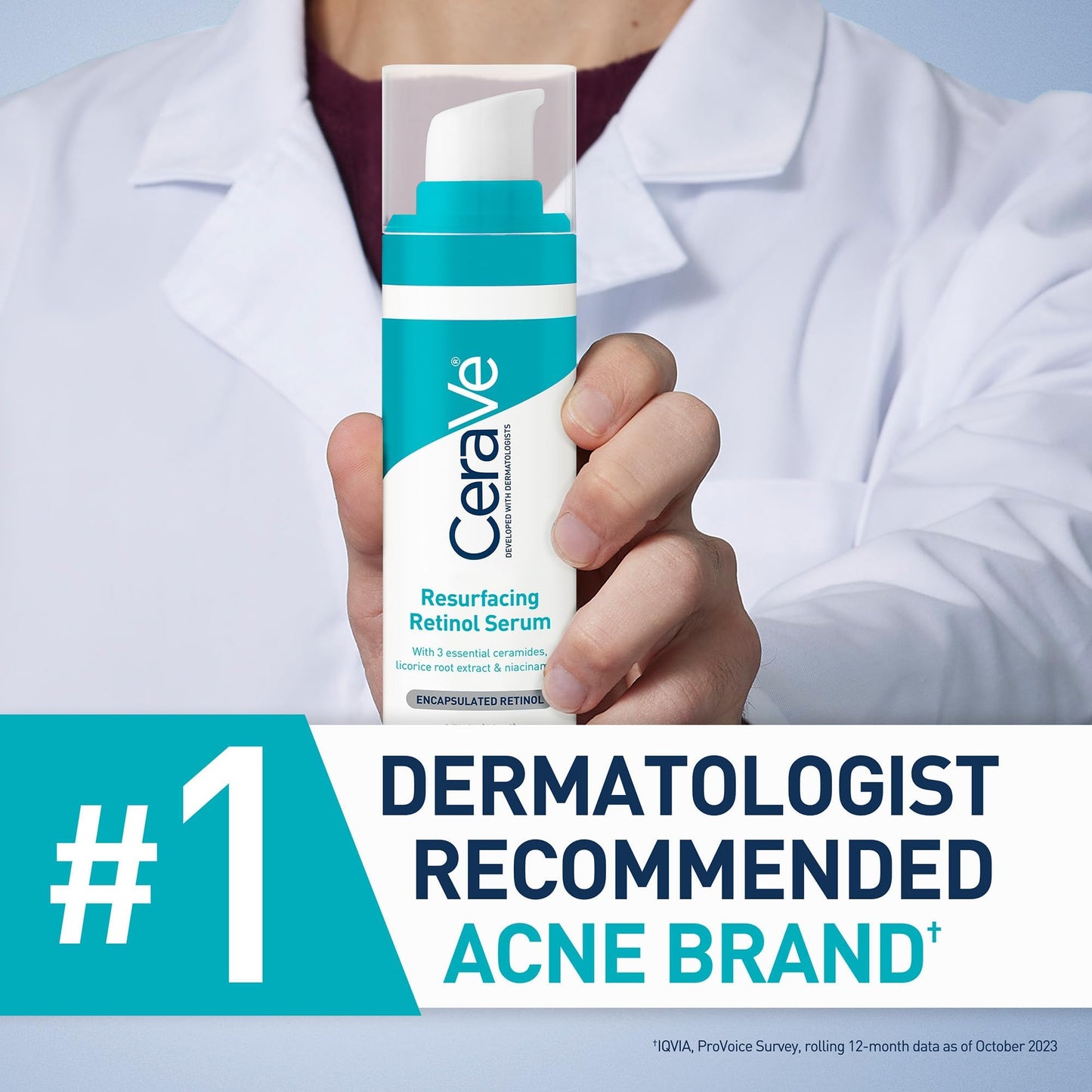 CeraVe Resurfacing Retinol Serum For Post Acne Marks, Formulated With Licorice Root Extract & Niacinamide, Brightening Serum & Pore Minimizer For Face,