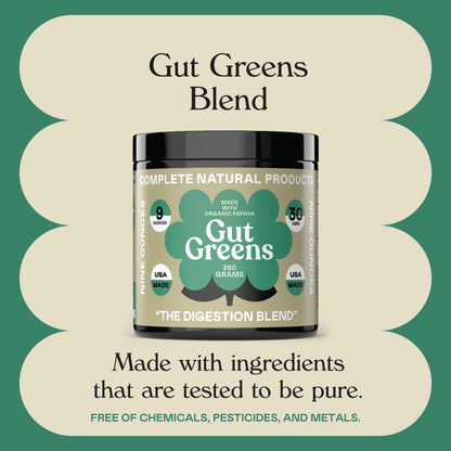 Gut Greens Superfood Powder Formula Supplement - Amazing Raw Digestive Enzyme Supplements Grass Mix, 9oz, 30 Servings