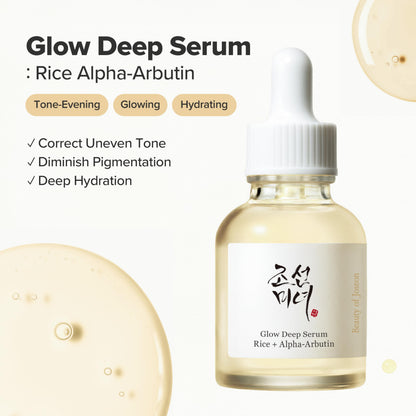 Beauty of Joseon Glow Deep Serum Rice Alpha-Arbutin Moisturizing Uneven Skin Tone Daily Korean Skin Care for Men and Women, 60ml, 2 Fl.Oz