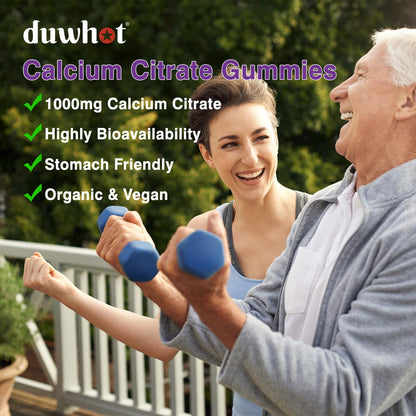 duwhot Calcium Citrate Gummies, Chewable Calcium Citrate 1000mg For Bone, Muscle & Immune Support, High Absorption Calcium Supplements for Women & Men