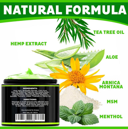 Natural Hemp Cream - Maximum Strength Gel - Hemp Cream with Arnica, MSM, Glucosamine, Menthol, Aloe, Turmeric, Boswellia - Fast Absorption, Non-Greasy, Lightweight - Advanced Formula - 4 oz ArvesaBuy Supplements Australia