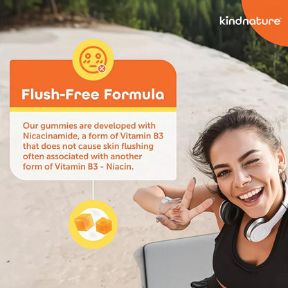 kindnature Vitamin B3 Niacinamide Gummies 500mg – Flush-Free Niacin Supplement – Supports Skin, Energy & Nervous System Wellness – Vegan, Non-GMO
