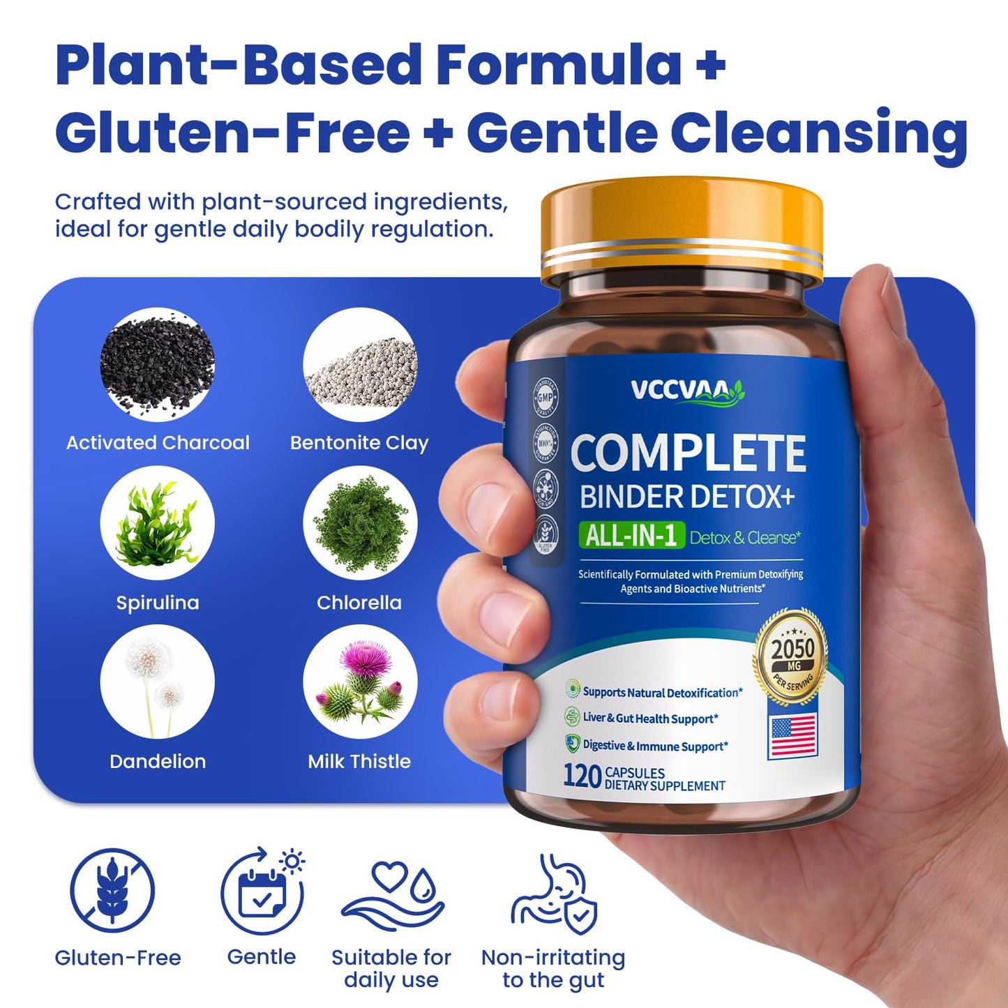 Vccvaa Metal Detox & Full Body Cleanse Pills - GI, Parasite & Zeolite Detox, Activated Charcoal, Bentonite Clay, 5 Billion CFU Women Probiotics,