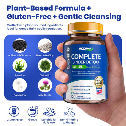 Vccvaa Metal Detox & Full Body Cleanse Pills - GI, Parasite & Zeolite Detox, Activated Charcoal, Bentonite Clay, 5 Billion CFU Women Probiotics,