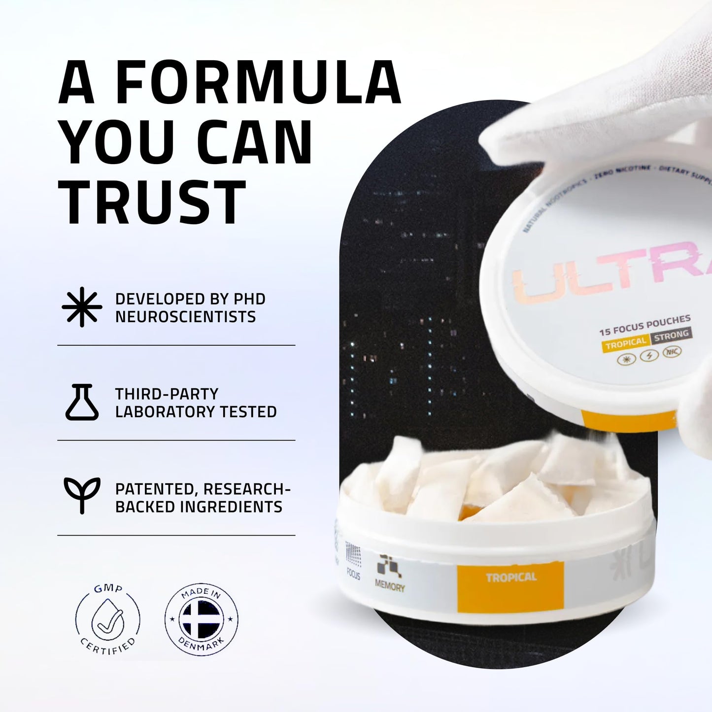 Ultra Focus Nootropic Pouches (Watermelon, 3 Cans) Nicotine-Free, Caffeine-Free, Enfinity Paraxanthine, Vitamin B6 + B12, L-Theanine, Alpha-GPC, Ginseng, Nootropic Energy & Clarity Plant-Based Pouches Ultra PouchesBuy Supplements Australia