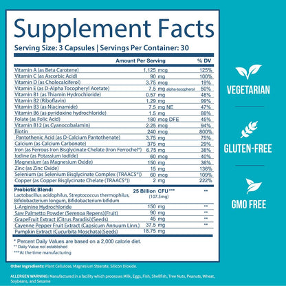 GOBIOTIX Multivitamin with Probiotics and Digestive Enzymes - 25 Billion CFU - Digestive Health, Probiotics