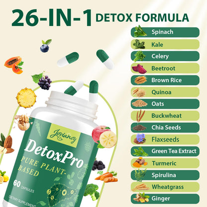1000 MG Detox & Cleanse Capsules, 26-in-1 Plant-Based Formula for Detoxification, Detox Supplement for Women & Men, Natural Trace Binder, Liver,