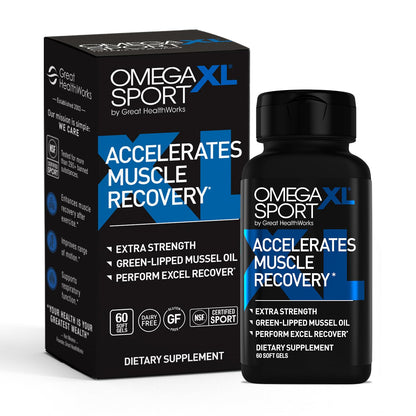 OmegaXL Sport Extra Strength Muscle Recovery Supplement and Respiratory Support Supplement - Improves DOMS and ROM, Clinically Supported Green-Lipped Mussel Oil (60 Softgels) OmegaXL buy supplements Au