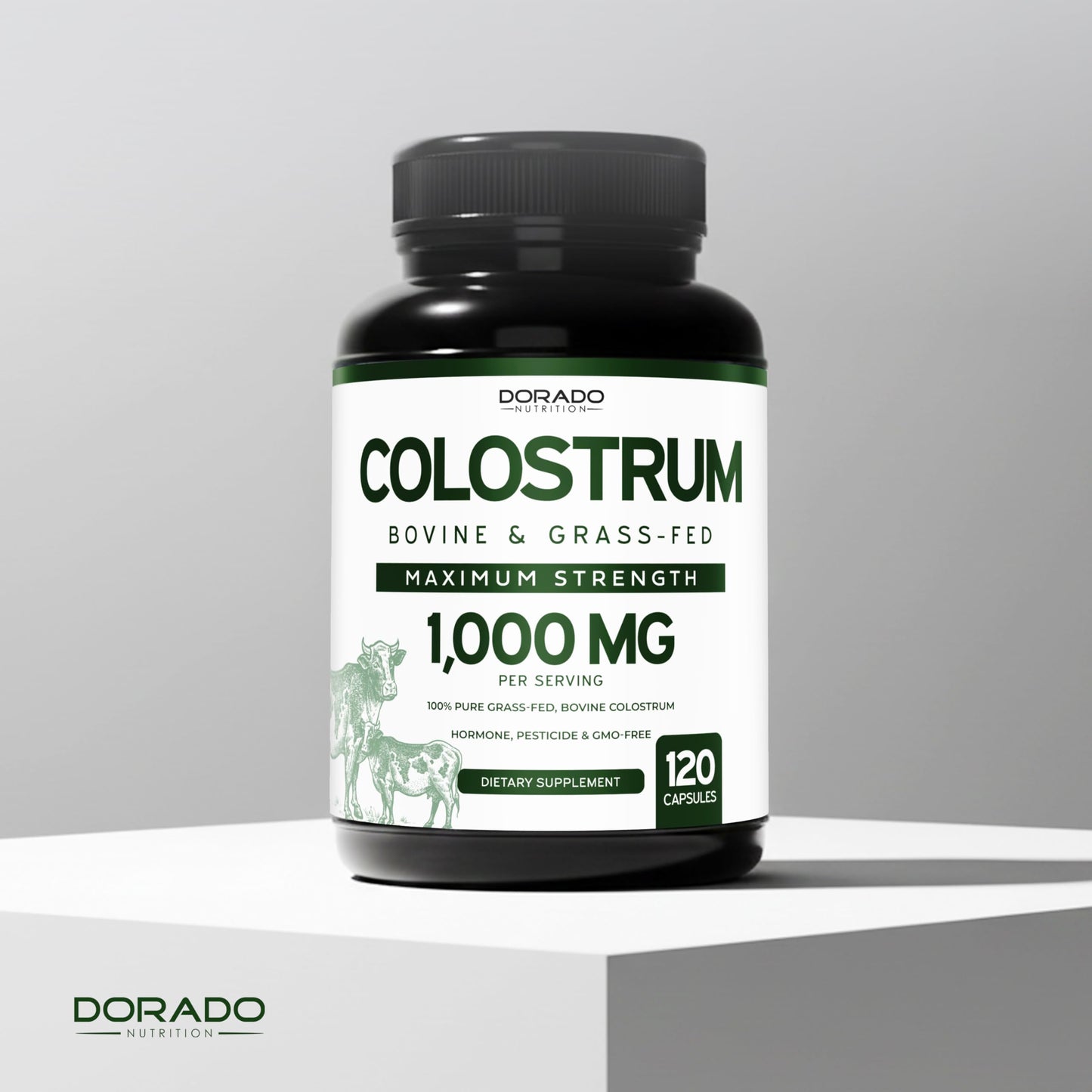 Colostrum Supplement (120 Count) 1000mg Per Serving (Bovine Colostrum Capsules from First Milking Only, Std. to Contain 20% IgG Immunoglobulins) - Grass Fed, No Fillers,