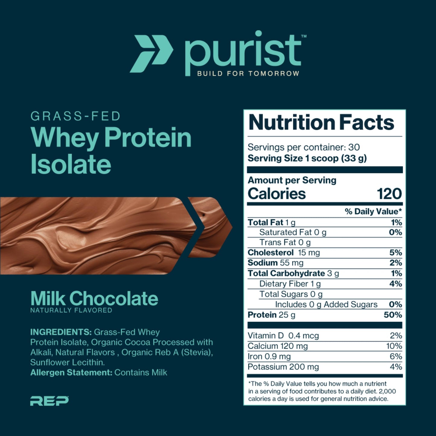 PURIST REP Whey Protein Powder, Premium Milk Chocolate Grassfed Isolate,Workout Recovery, Keto Friendly, Clean Nutrition Meal Replacement, Promotes Lean Muscle, Sugar and Gluten-Free Women Men, 2 Lb PURIST buy supplements Au