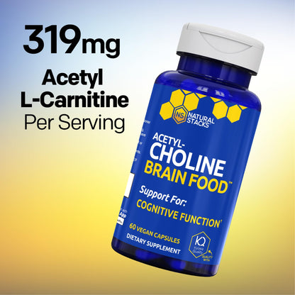 Acetylcholine Brain Food - Acetyl L-Carnitine & Alpha GPC Supplement - Supports Production of Acetylcholine - Neurotransmitter Supplement