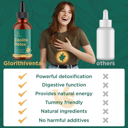 Glorithiventa Zeolite Detox for Adults, Zeolite Liquid Drops with Vitamin B, Probiotic Blend - Energy, Gut, Focus - 2 Fl Oz (1 Bottle)