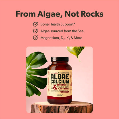 sapling Calcium Supplement - Whole Food with Vitamin K2 & D3, Magnesium, Zinc, Boron, Mineral Complex. Sourced Sustainably from Red Algae. for Bone Strength
