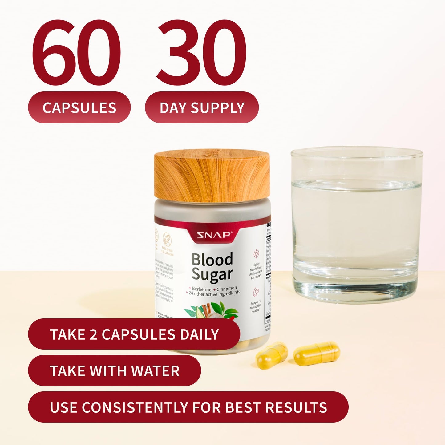 Snap Supplements Blood Sugar Blend, CoQ10, Cinnamon, and Gymnema to Support Already Healthy Blood Sugar, Metabolic Health and Energy,