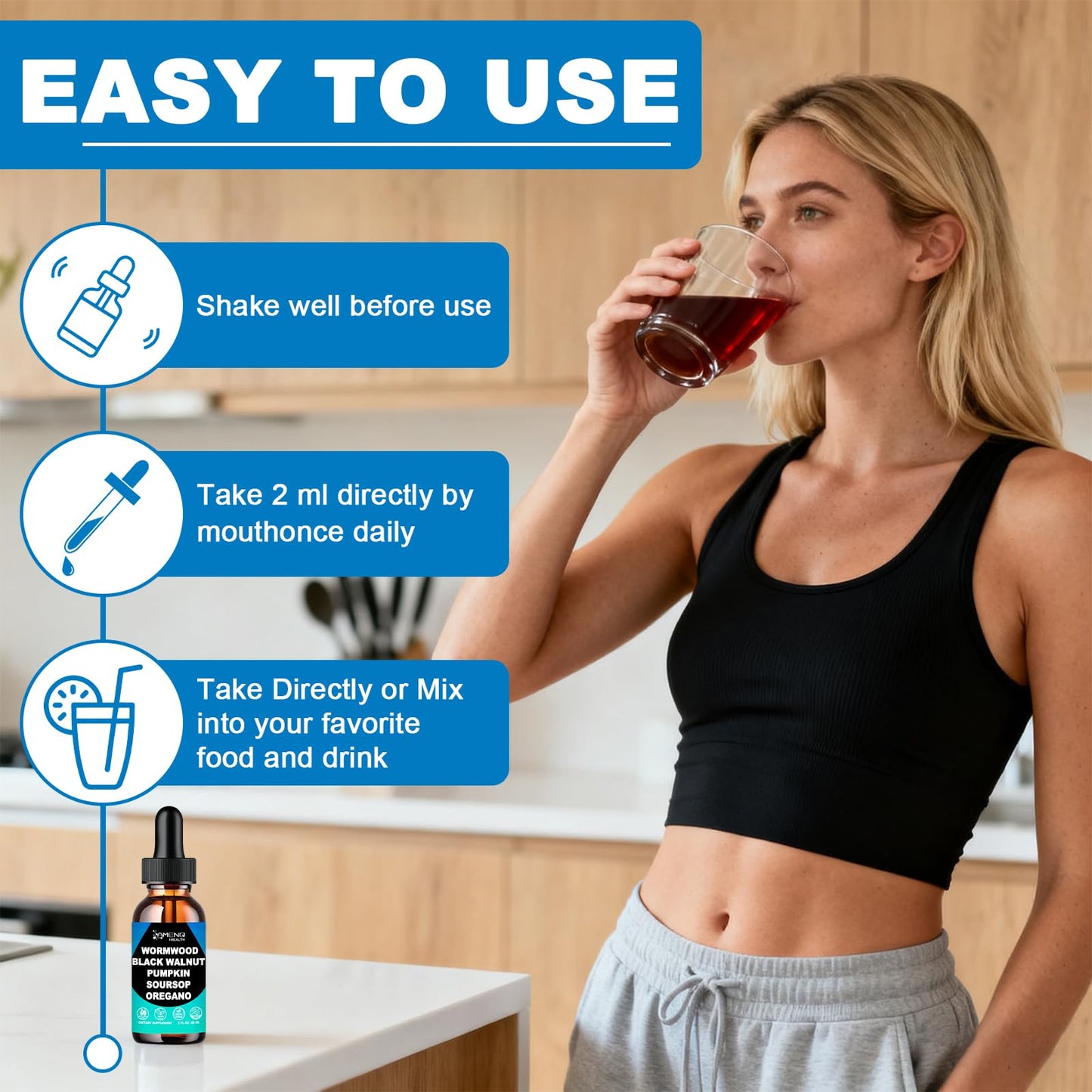 Wormwood Black Walnut Clove Cleanse for Humans Liquid Drops, Gut Cleanse & Digestive Supplement W/Clove, Oregano, Soursop & Pumpkin for Elimination Detox