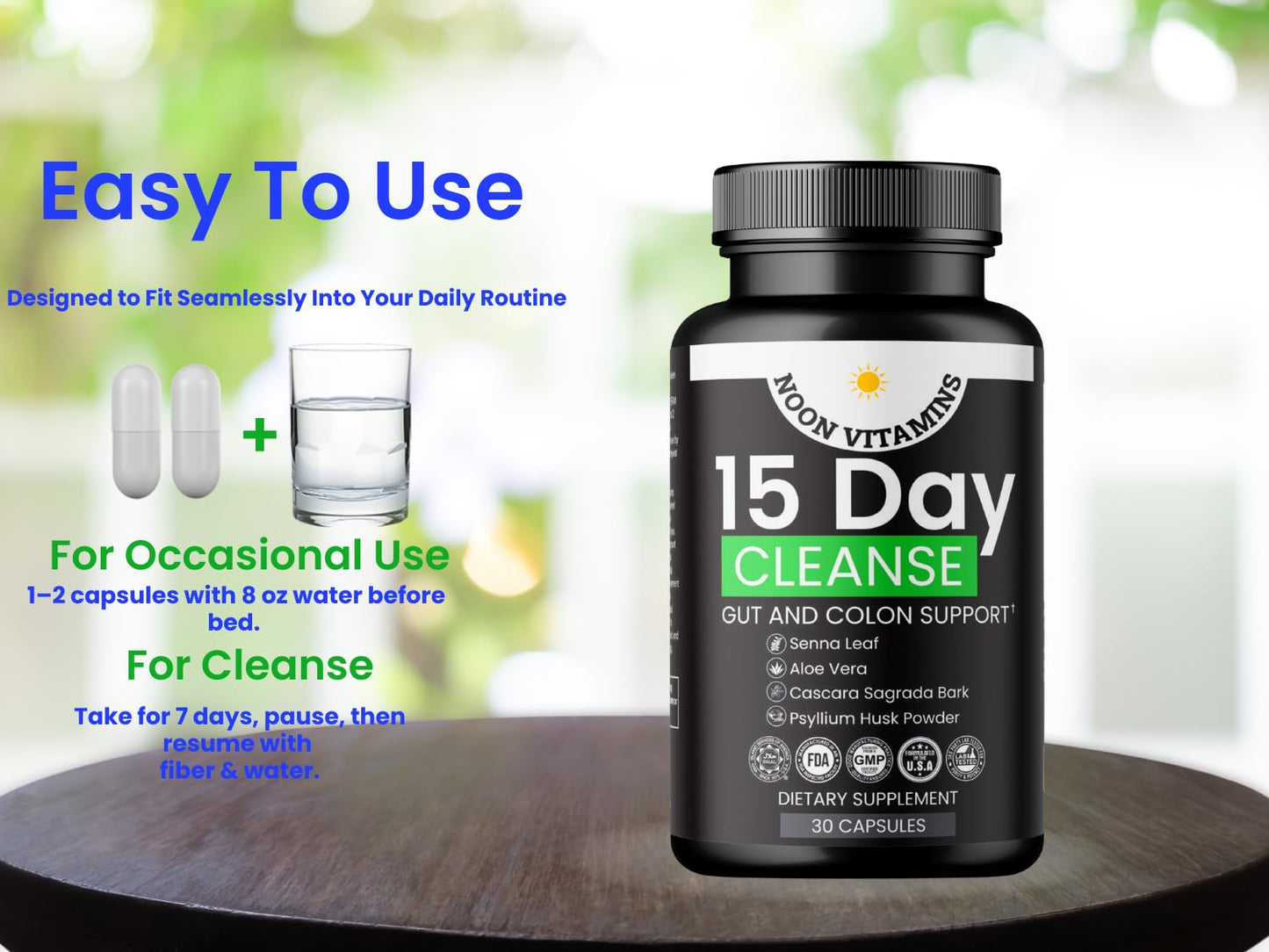 15-Day Colon Cleanse & Gut Detox – Natural Probiotic Cleanser with Senna Leaf, Psyllium & Aloe – Halal for Men & Women – Supports Digestive Health