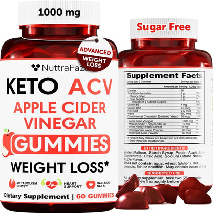 Keto ACV Gummies Advanced  - ACV Keto Gummies for Women and Men - Keto Gummies Supplement - Detox & Cleanse, Digestion