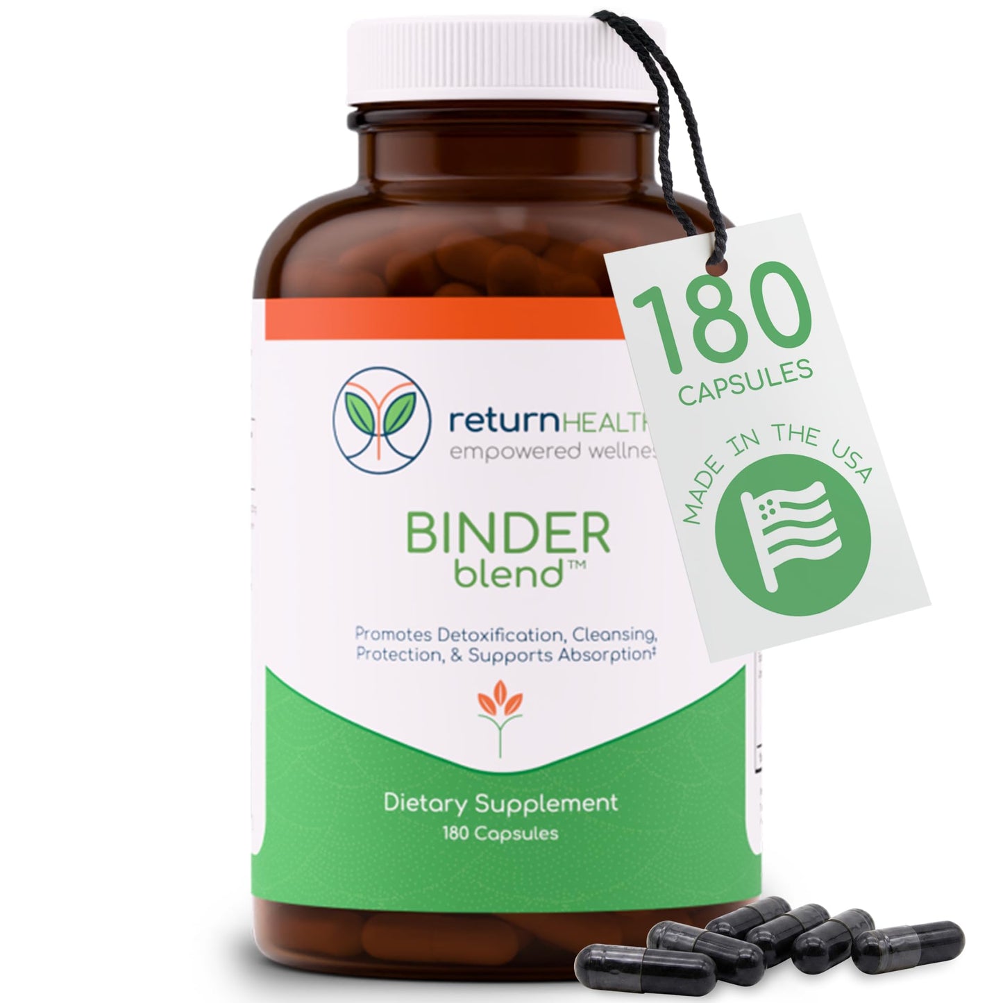 Binder Blend - Toxin Binder Supplement, Detox Capsules for a Healthy Gut - 180 Capsules - 90 Servings - 960mg Activated Charcoal