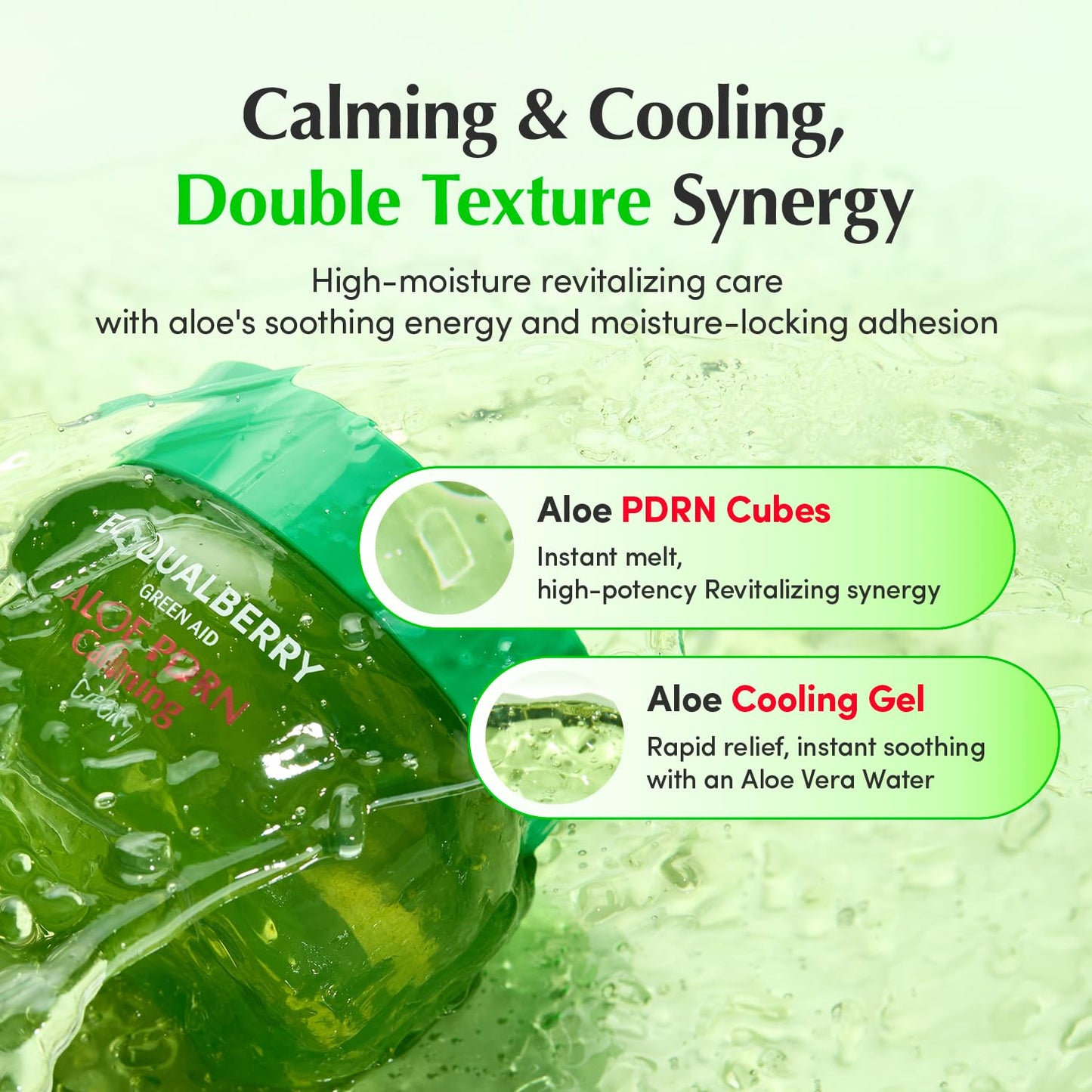 EQQUALBERRY ALOE PDRN Calming Cream | 7% Aloe PDRN & 10% Aloe Vera Water + 5-Cica | Cooling Gel Moisturizer for Oily Skin, Barrier Repair & Blemish Marks
