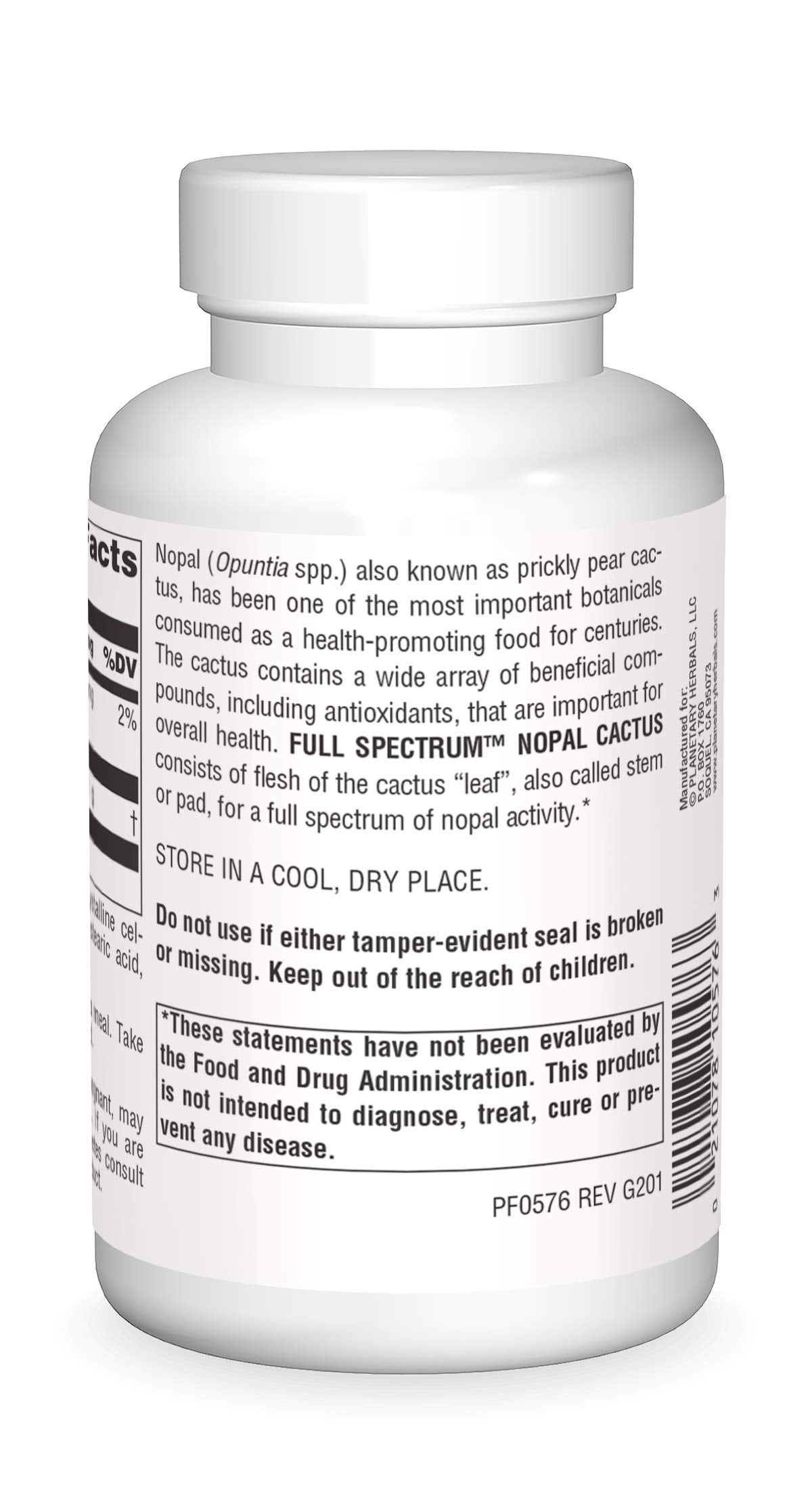 Planetary Herbals Full Spectrum Nopal Cactus, Prickly Pear Cactus, 1000 mg, with Prickley Pear Leaf - 120 Tablets