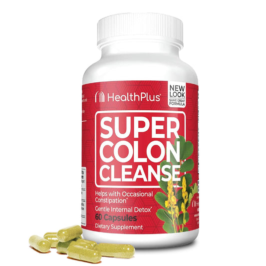 Health Plus Super Colon Cleanse 15 Day Supply of Gentle Gut Cleanse Detox, Psyllium Husk, Probiotics for Constipation