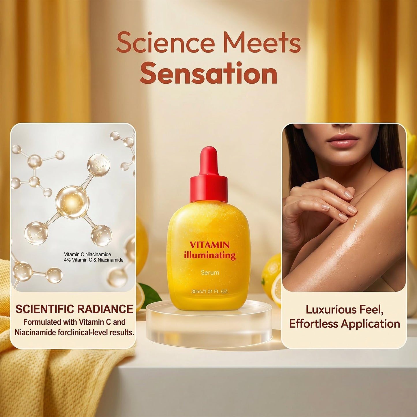 Vitamin Illuminating Serum, with Niacinamide Acid & Hyaluronic Acid Vitamin C Face Serum Helps Reduce Dark Spots & Signs of Uneven Tone Care