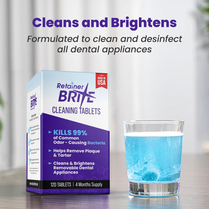 Retainer Brite - Retainer Cleaner Tablets for Invisalign, Mouth Guard Cleaner, Night Guard Cleaning and More. Cleaning Tablets for Ultrasonic Cleaners.