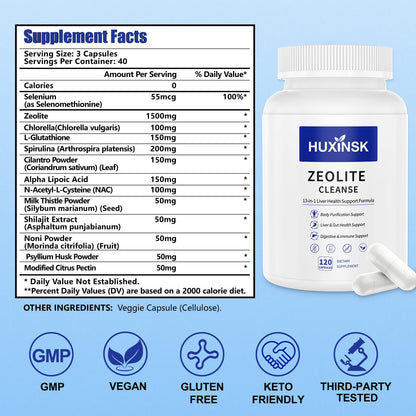 Zeolite Detox Supplement, Liver Cleanse Detox & Repair, Supports Gut Health, Maximum Absorption, NAC, Glutathione, Milk Thistle, Cilantro, Chlorella,