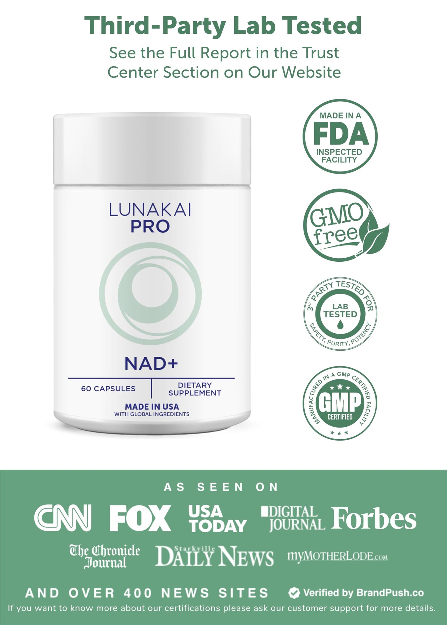 Lunakai USA Made Dual-Pathway NAD+ Formula with NR & Resveratrol – Natural NAD Supplement for Women & Men – Healthy Aging 7