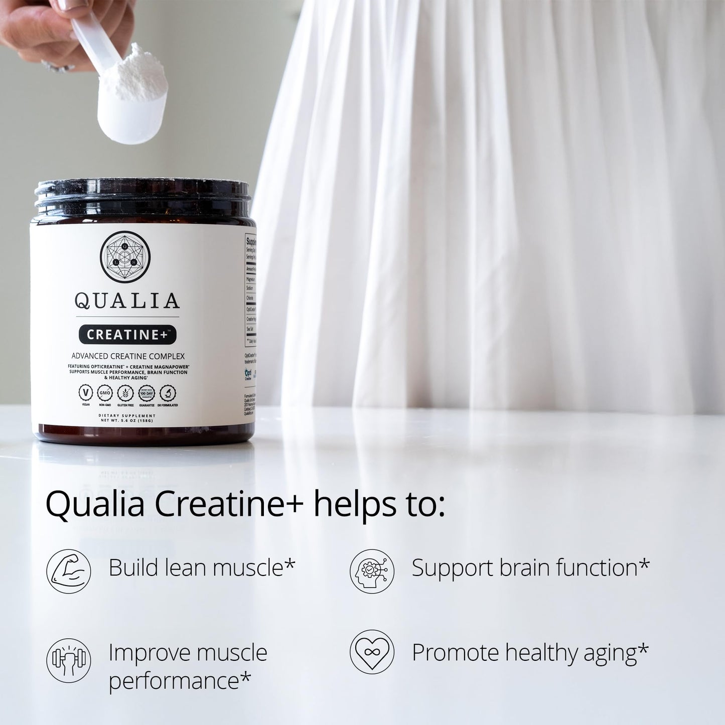 Qualia Creatine | Advanced Creatine Complex | 2 Sources + Magnesium | Optimized Absorption | Muscle Performance, Brain Function,