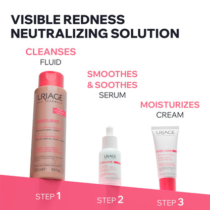 Uriage Roseliane Smoothing Serum, Visibly Calms Redness, Heating Sensations, Fine Lines, Face, Hesperidin, Enoxolone