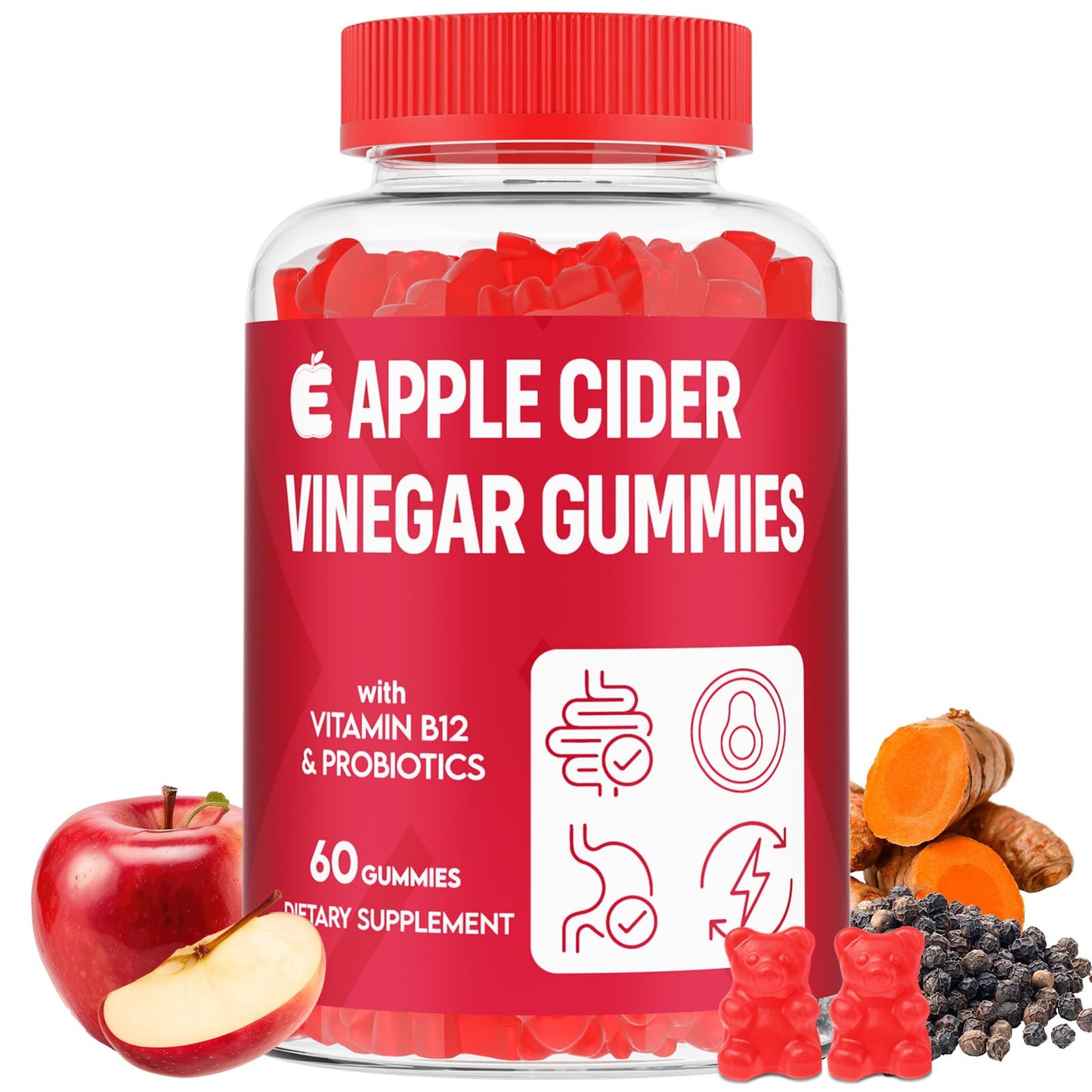 Apple Cider Vinegar Gummies 2000mg, Keto ACV Gummies with Probiotics, Keto Support & B12, Apple Cider Vinegar with Mother for Digestion, Metabolism,