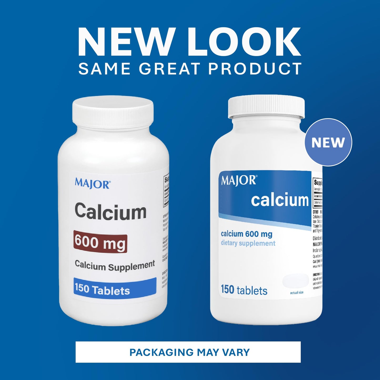 Major 600mg Calcium Tablets - Calcium Supplement - 150 Count (1 Pack)