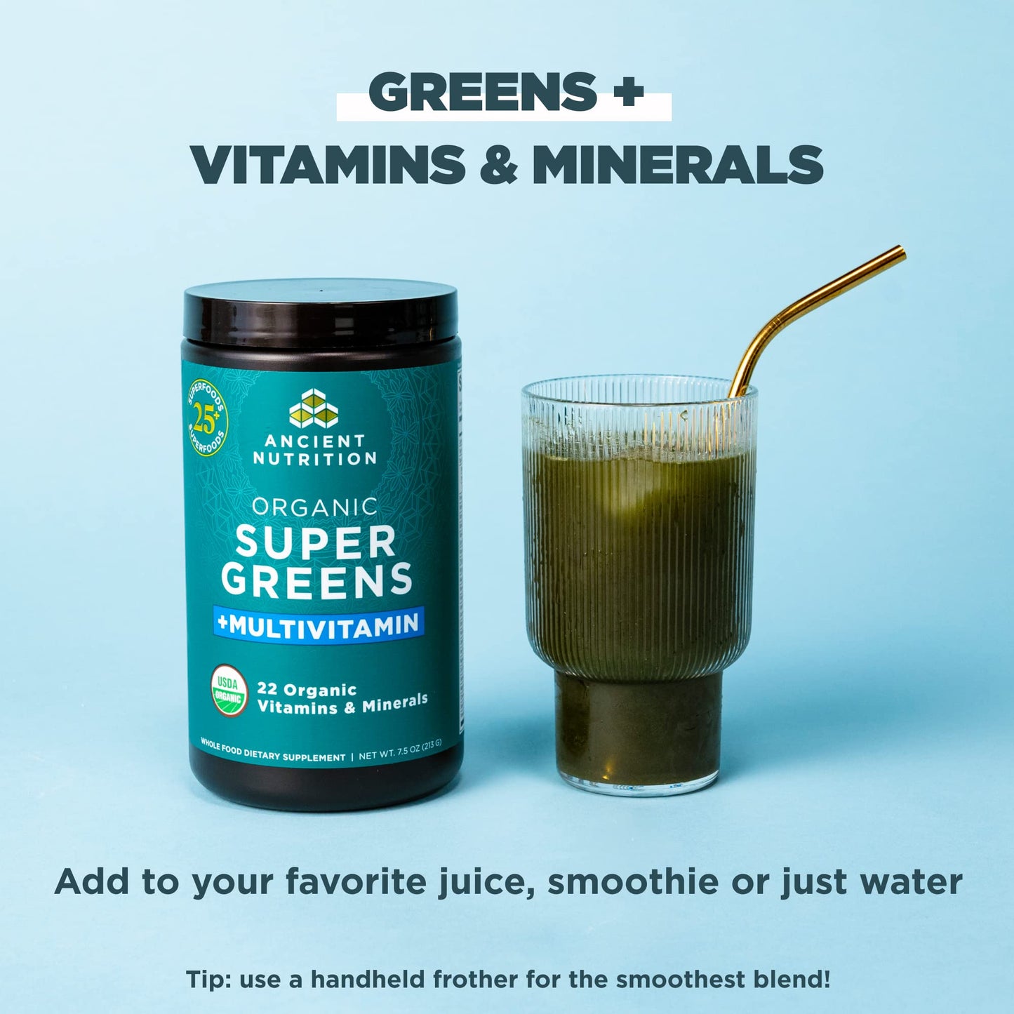 Ancient Nutrition, Vitamin Powder, One Bottle Made from Real Fruits, Vegetables and Herbs, for Digestive and Energy Support, 25 Servings, 7.5oz Ancient NutritionBuy Supplements Australia