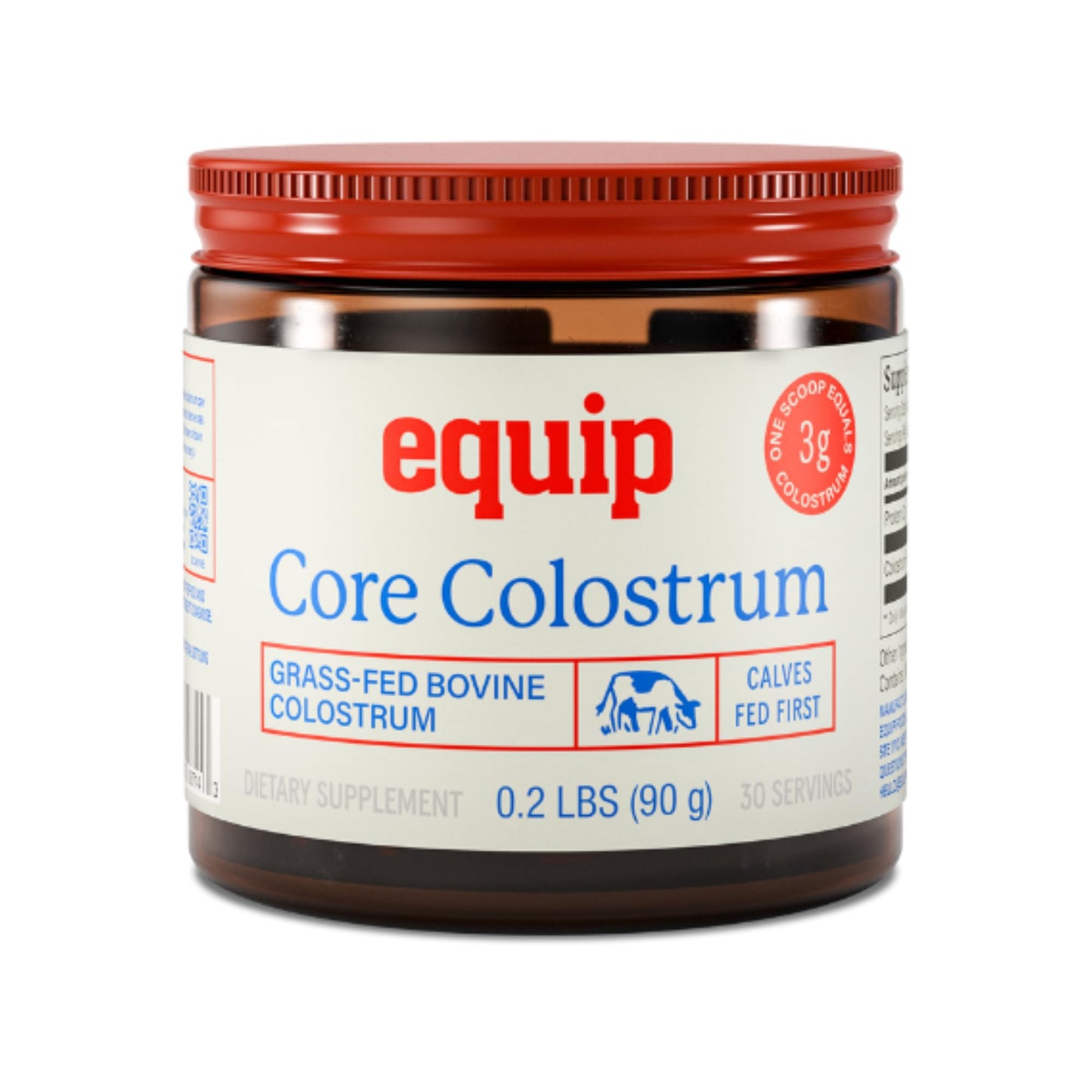 Equip Foods Core Bovine Colostrum Powder - 3,000mg Grass Fed Colostrum Supplement - Gut Health, Immunity, Recovery Lactoferrin Supplements - Keto Friendly Bovine