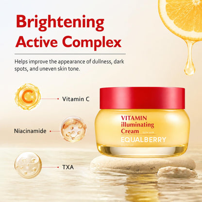 EQUALBERRY Vitamin Illuminating Cream with Niacinamide, TXA, Ceramide | Brightening for Uneven Tone & Dull Skin, Skin Barrier Support